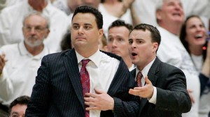 Archie Miller (right) with brother Sean when the now Dayton head coach assisted his older sibling in Arizona.