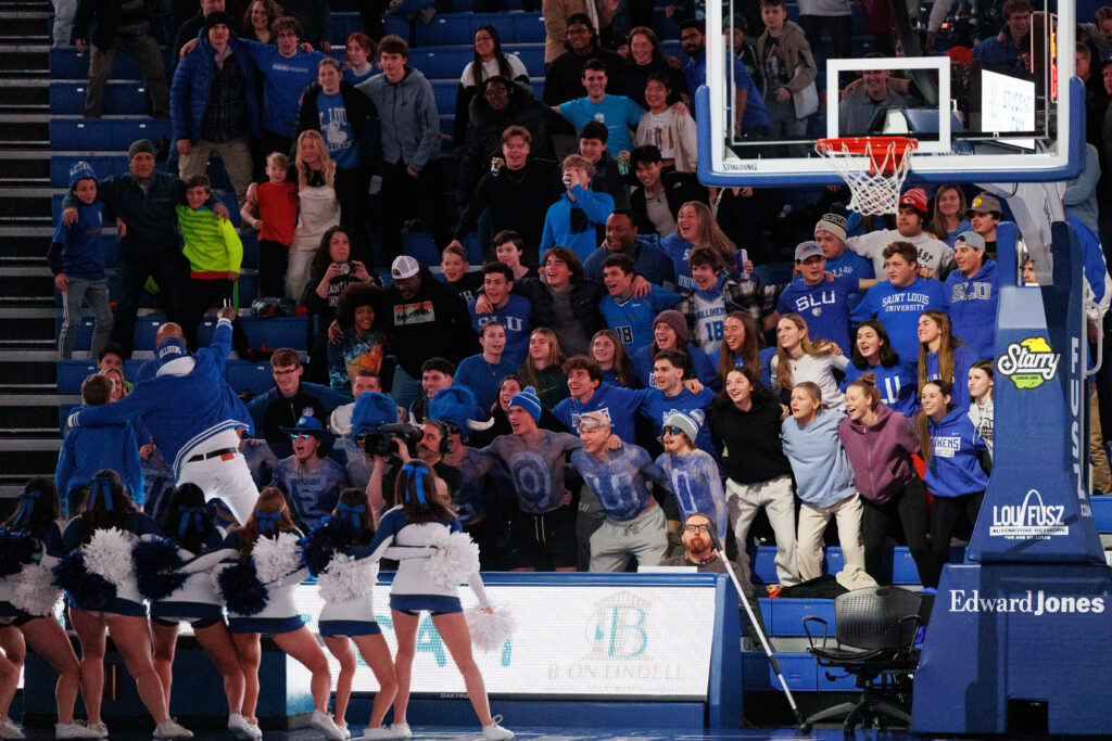 The SLU student section was in full voice on a snowy Wednesday night