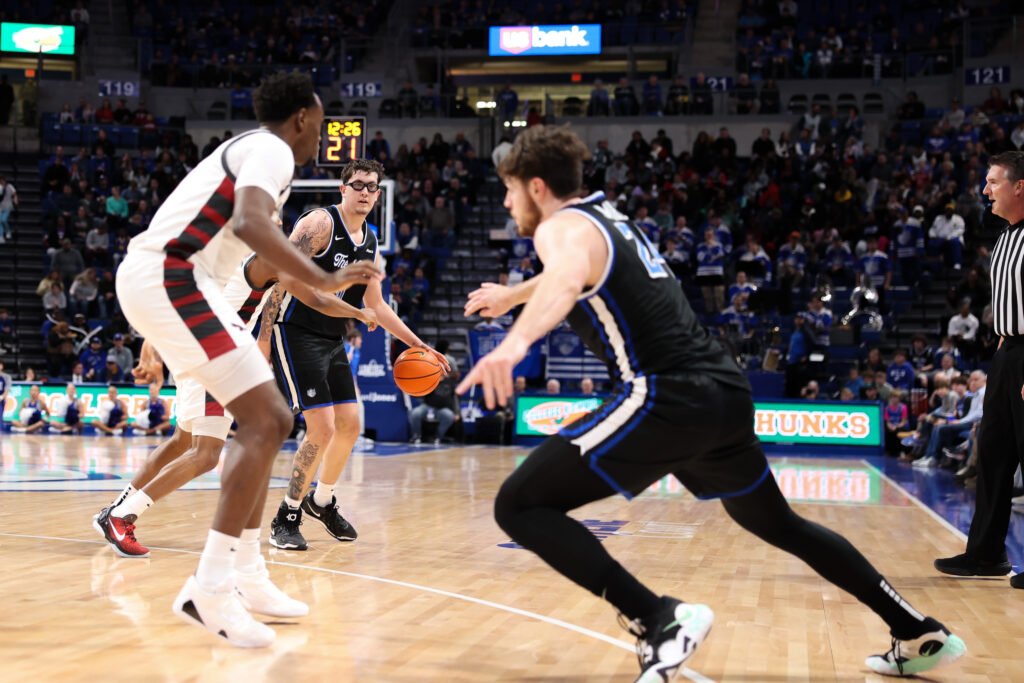 Billiken center Robbie Avila directs traffic in the second half